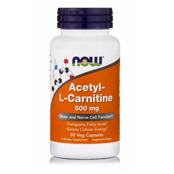 Now Acetyl-L-Carnitine 500 mg 50 Veg Capsules