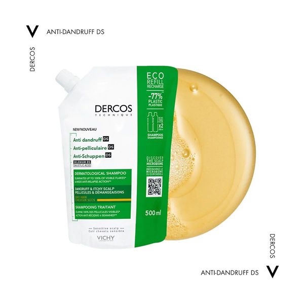 Vichy Dercos Anti-Dandruff DS Eco Refill Αντιπιτυριδικό Σαμπουάν για Ξηρά Μαλλιά Ανταλλακτικό 500 ml