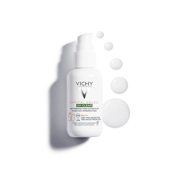 Vichy Capital Soleil UV-Clear Spf50+ Λεπτόρρευστη Αντηλιακή Κρέμα κατά της Λιπαρότητας και των Ατελειών 40 ml