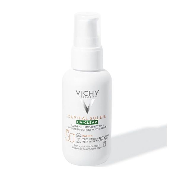 Vichy Capital Soleil UV-Clear Spf50+ Λεπτόρρευστη Αντηλιακή Κρέμα κατά της Λιπαρότητας και των Ατελειών 40 ml