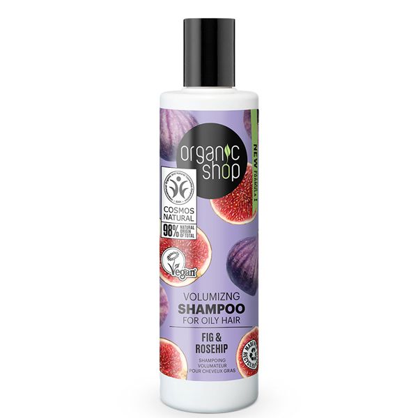 Organic Shop Σαμπουάν Όγκου για Λιπαρά Μαλλιά Σύκο-Τριαντάφυλλο 280 ml