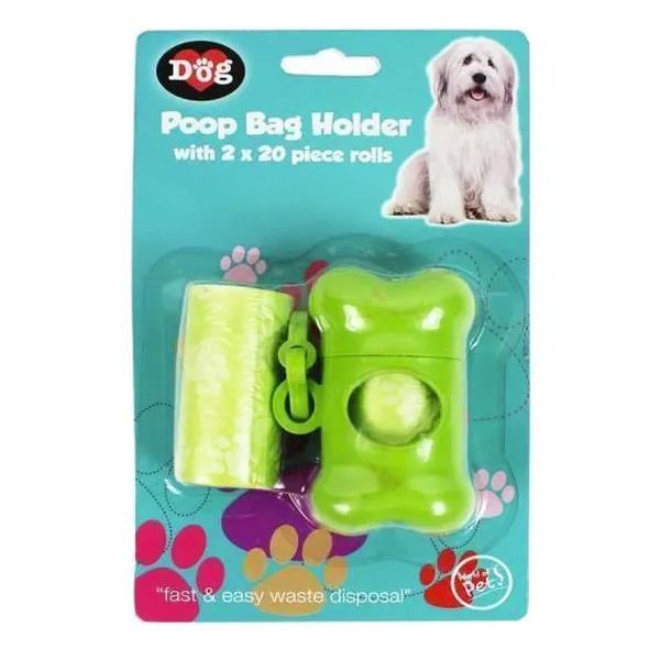 Poop Bags & Dispenser Σακούλα και Θήκη Περιττωμάτων Σκύλου 40 τμχ