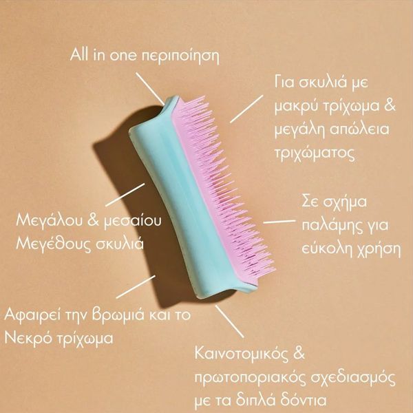 PET TEEZER De-Shedding & Dog Grooming Brush Pink-Mint Βούρτσα Περιποίησης για Σκυλιά Μεσαίου και Μεγάλου Μεγέθους