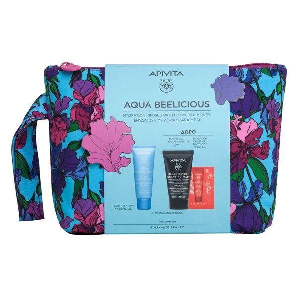 Apivita Set με Aqua Beelicious Κρέμα-Τζελ Προσώπου Ενυδάτωσης Ελαφριάς Υφής 40 ml & Δώρο Μαύρο Τζελ Καθαρισμού 50 ml και Bee sun Safe Ενυδατική Κρέμα-Τζελ Προσώπου Spf50 2 ml