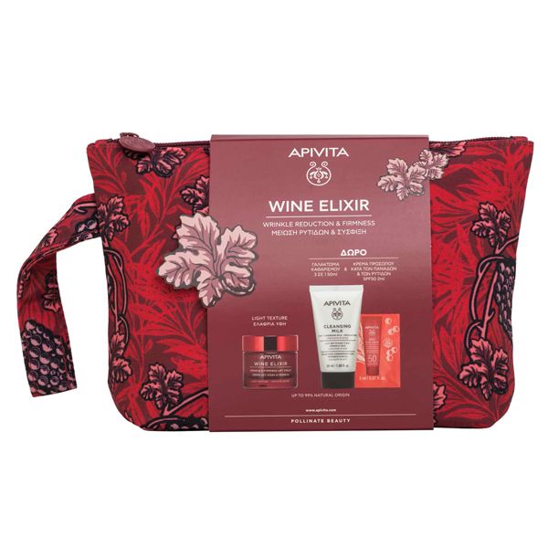 Apivita Wine Elixir Set με Αντιρυτιδική Κρέμα για Σύσφιξη & Lifting Ελαφριάς Υφής 50 ml & Δώρο Μίνι Γαλάκτωμα 3 σε 1 50 ml και Bee sun Safe κατά των Ρυτίδων και Πανάδων Spf50 2 ml