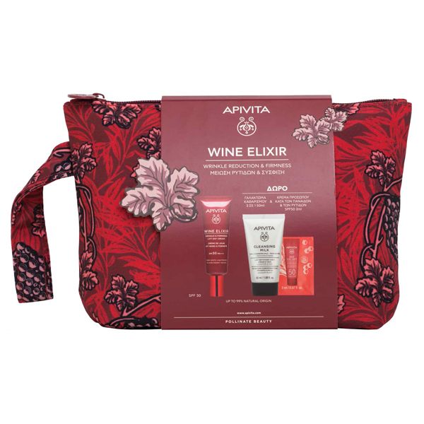 Apivita Wine Elixir Αντιρυτιδική Κρέμα Ημέρας για Σύσφιξη & Lifting & Αποχρωματισμό Πανάδων Spf30 40 ml & Δώρο Μίνι Γαλάκτωμα 3 σε 1 50 ml και Bee sun Safe κατά των Ρυτίδων και Πανάδων Spf50 2 ml