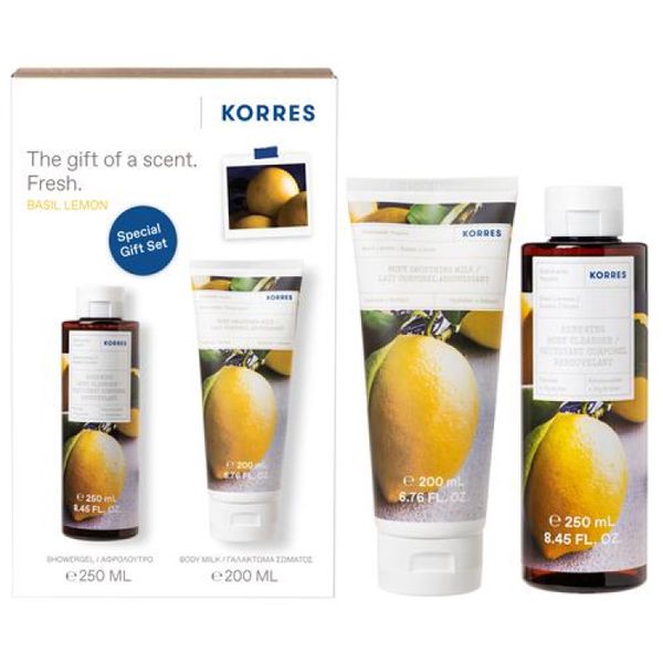 Korres Basil Lemon Set με Αναζωογονητικό Αφρόλουτρο 250 ml + Γαλάκτωμα Σώματος 200 ml