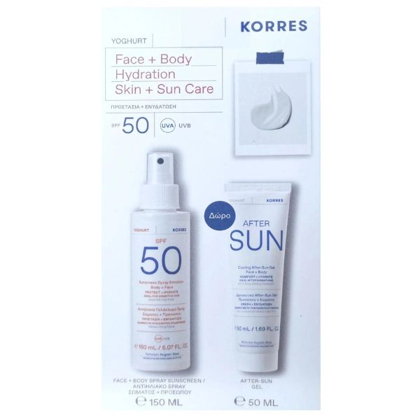 Korres Yoghurt Set με Αντηλιακό Σπρέι Προσώπου-Σώματος Spf50+ 150 ml + After Sun Gel 50 ml