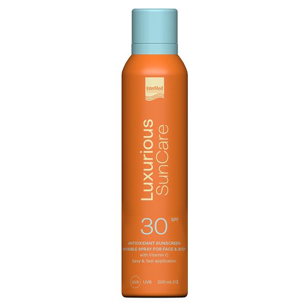 Luxurious Suncare Antioxidant Sunscreen Invisible Spray Αντηλιακό Σπρέι Προσώπου-Σώματος Spf30 200 ml
