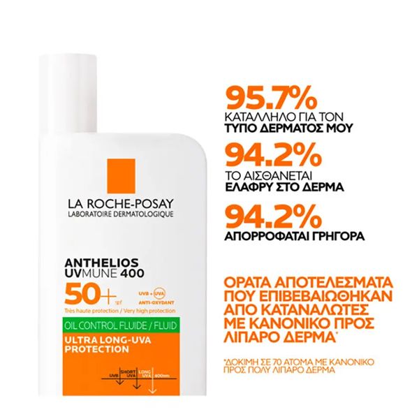 La Roche-Posay Anthelios UVMUNE 400 Oil Control Fluid Αντηλιακό Προσώπου για Λιπαρό Δέρμα Spf50+ 50 ml