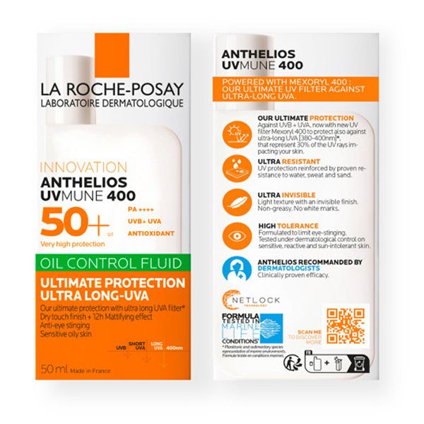 La Roche-Posay Anthelios UVMUNE 400 Oil Control Fluid Αντηλιακό Προσώπου για Λιπαρό Δέρμα Spf50+ 50 ml