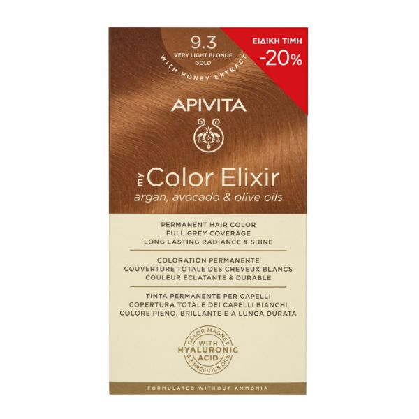 Apivita My Color Elixir Μόνιμη Βαφή Μαλλιών 9.3 Ξανθό Πολύ Ανοιχτό Χρυσό -20%