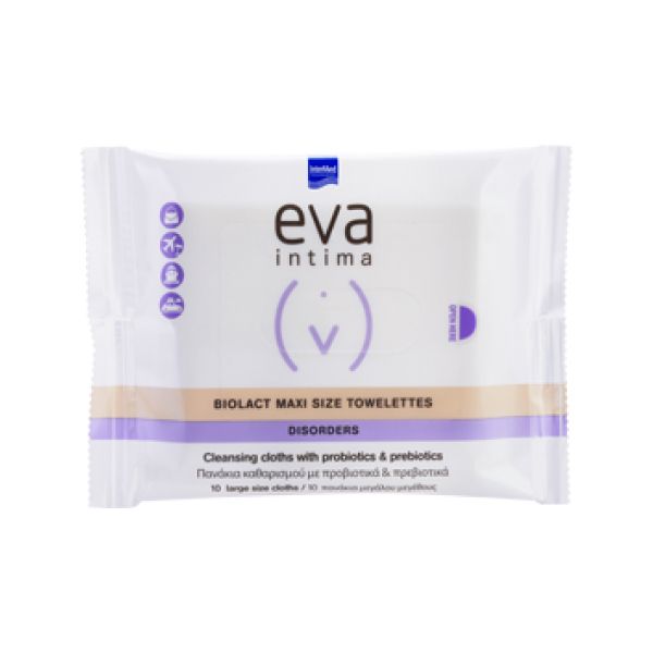 Eva Intima Biolact Μαντηλάκια Καθαρισμού της Ευαίσθητης Περιοχής με Προβιοτικά και Πρεβιοτικά 10 τμχ