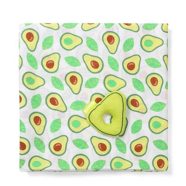 BabyOno Avocado Set Απαλές Πάνες Αγκαλιάς & Μαλακή Κουδουνίστρα από Μπαμπού & Μαλακό Βαμβάκι