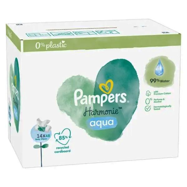 Pampers Harmonie Aqua Μωρομάντηλα 14x48 τμχ
