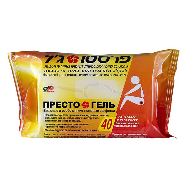 Presto Gel Extra Soft & Moist Wipes για Άμεση Ανακούφιση από τις Αιμορροΐδες 40 τμχ