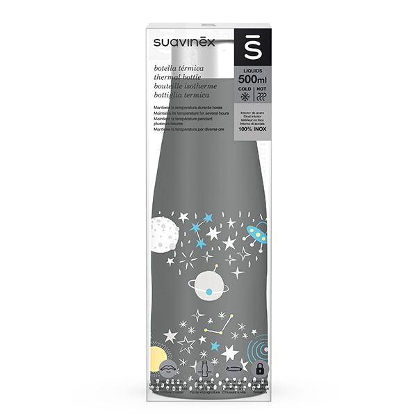 Suavinex Space Grey Inox Μπουκάλι Θερμός 500 ml