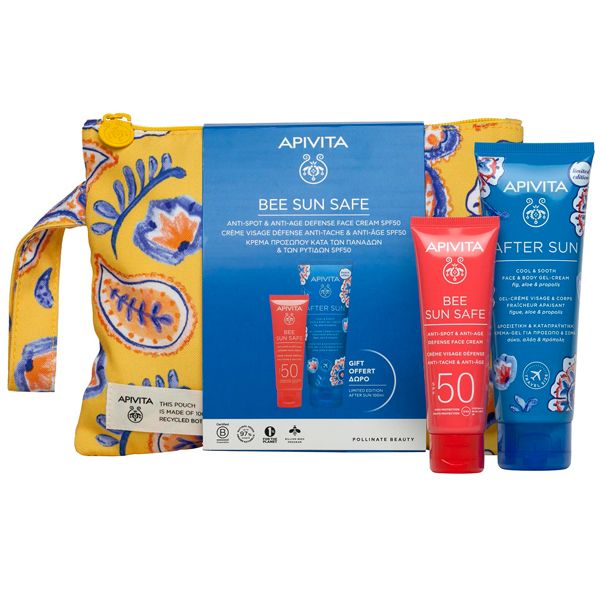 Apivita Bee Sun Safe Set με Αντηλιακή Κρέμα Προσώπου κατά των Πανάδων & των Ρυτίδων Spf50 50 ml και Δώρο After Sun 100 ml