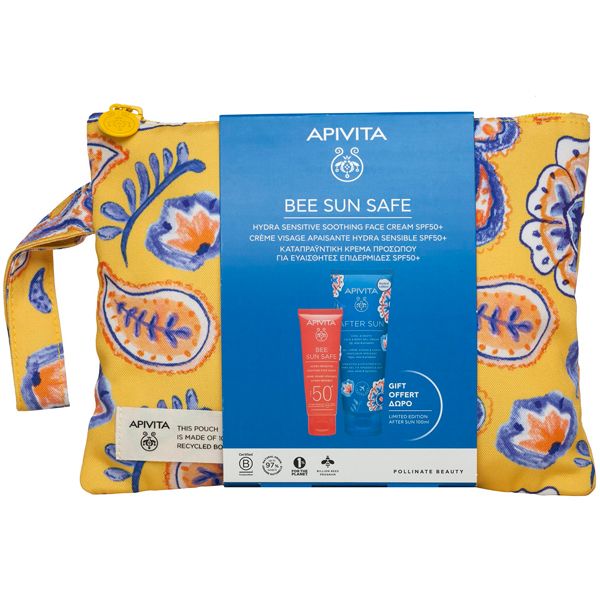 Apivita Bee Sun Safe Set με Αντηλιακή Καταπραϋντική Κρέμα Προσώπου για Ευαίσθητες Επιδερμίδες Spf50+ 50 ml και Δώρο After Sun 100 ml