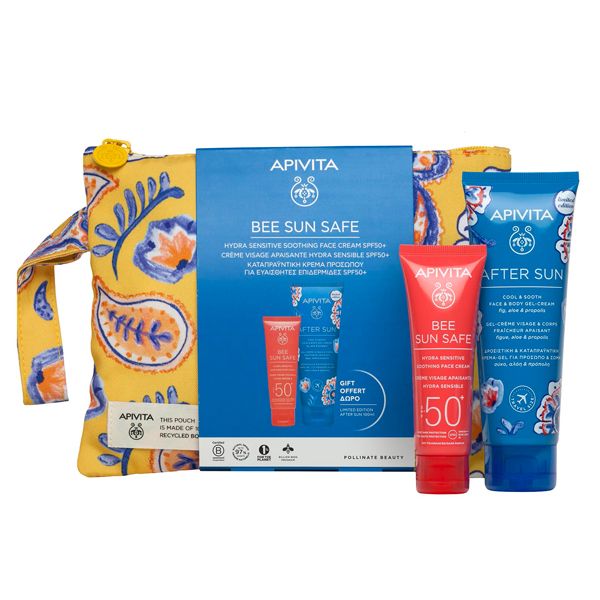 Apivita Bee Sun Safe Set με Αντηλιακή Καταπραϋντική Κρέμα Προσώπου για Ευαίσθητες Επιδερμίδες Spf50+ 50 ml και Δώρο After Sun 100 ml