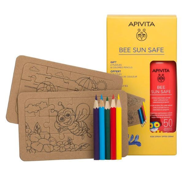 Apivita Bee Sun Safe Set με Παιδική Ενυδατική Αντηλιακή Λοσιόν Προσώπου-Σώματος Spf50 200 ml & Δώρο 2 Puzzle + Ξυλομπογιές