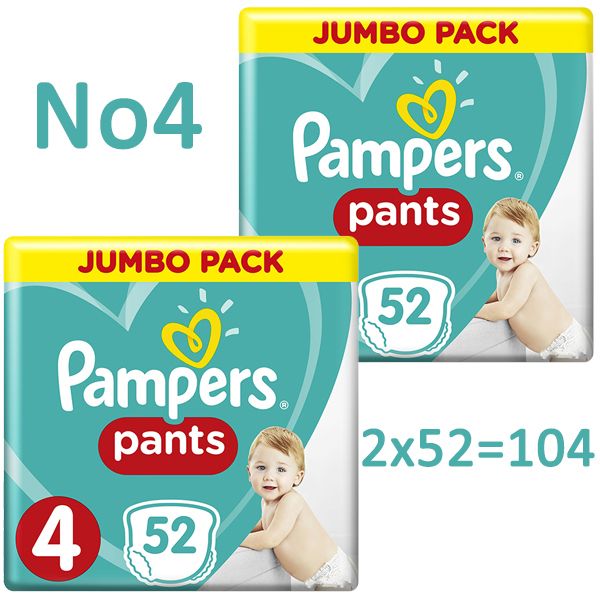 Pampers Pants Jumbo Pack No4 9-15kg 2 x 52 τμχ