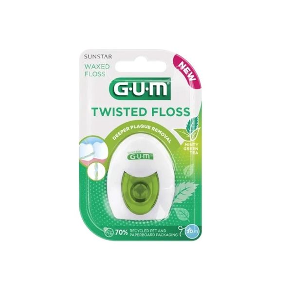 GUM 3500 Twisted Waxed Floss Οδοντικό Νήμα 30 m