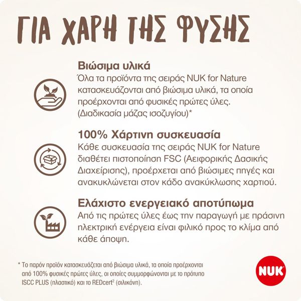 Nuk for Nature Μπιμπερό με Δείκτη Ελέγχου Θερμοκρασίας 6-18m 260 ml 1 τμχ