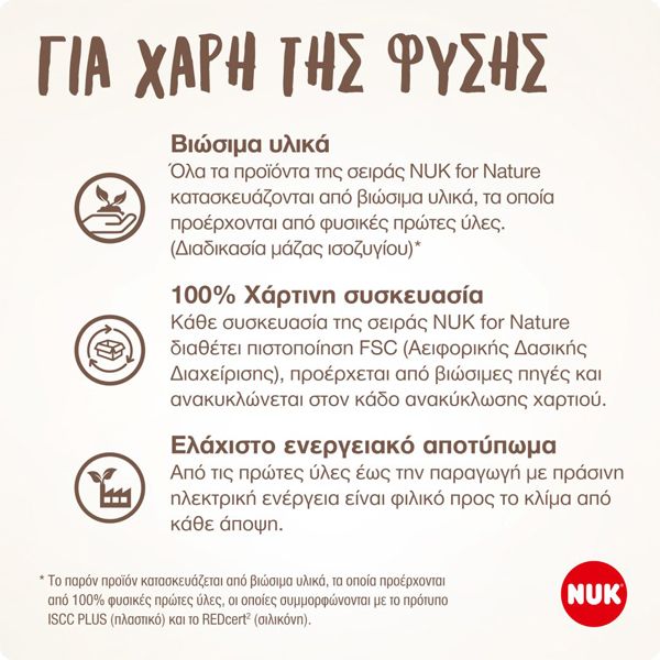 Nuk for Nature Μπιμπερό PP με Δείκτη Ελέγχου Θερμοκρασίας 0-6m 150 ml 1 τμχ