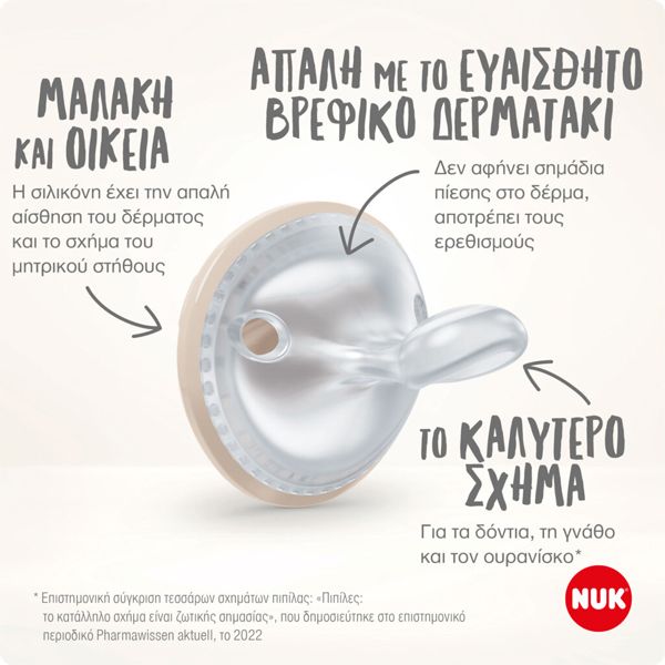 Nuk MommyFeel Πιπίλα Σιλικόνης 0-9 μηνών 2 τμχ