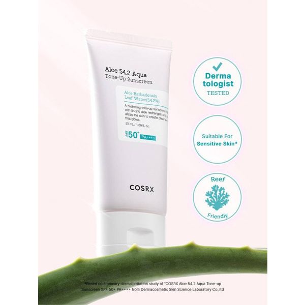 Korean COSRX Aloe 54.2 Aqua Tone Up Sunscreen Spf50+ 50 ml