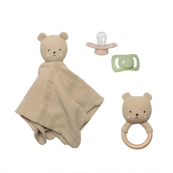 Jabadabado Gift Set Αρκουδάκι με Πανάκι Παρηγοριάς, Κουδουνίστρα και 2 Πιπίλες