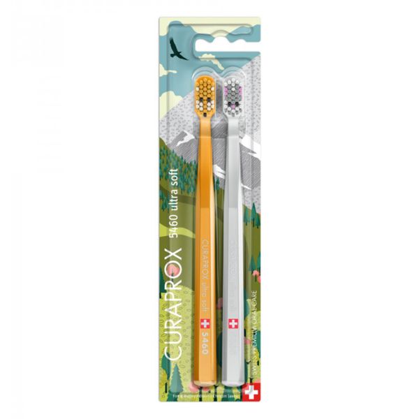 Curaprox CS 5460 Ultra Soft Duo Fox & Bunny Edition Οδοντόβουρτσα Πολύ Μαλακή 2 τμχ