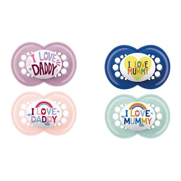 Mam I Love Mummy or I Love Daddy Πιπίλα Σιλικόνης 16m+  2τμχ
