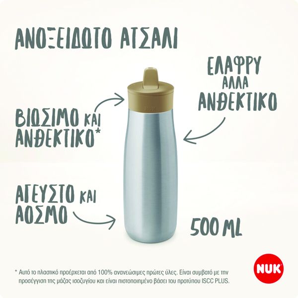 Nuk Mini-Me Sip Παγούρι από Ανοξείδωτο Ατσάλι 500 ml