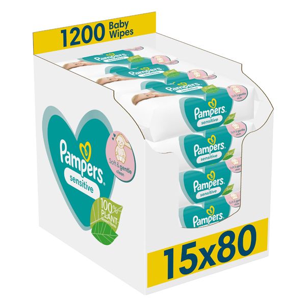 Pampers Sensitive Μωρομάντηλα XXL 1x15x80 1200 τμχ