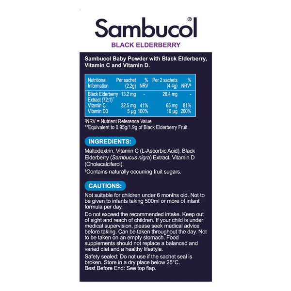 Sambucol Black Elderberry Powder for Baby 6m+ 14 φακελίδια