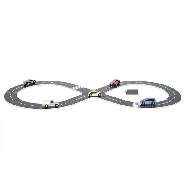 Jabadabado Car Track Ξύλινο Παιδικό Παιχνίδι Αυτοκινητόδρομος + 5 Αμαξάκια