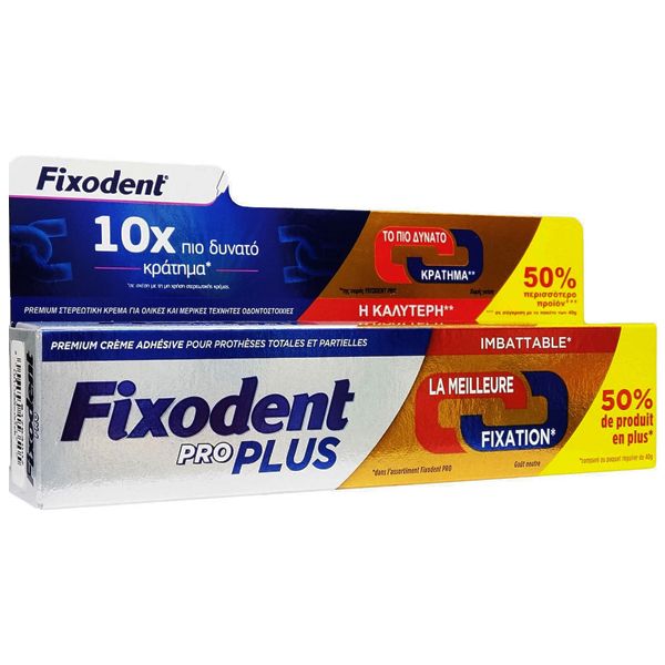 Fixodent Pro Plus Duo Action Στερεωτική Κρέμα για Τεχνητές Οδοντοστοιχίες 60 gr
