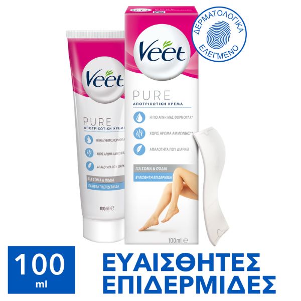 Veet Silky Pure Αποτριχωτική Κρέμα για Ευαίσθητες Επιδερμίδες 100 ml