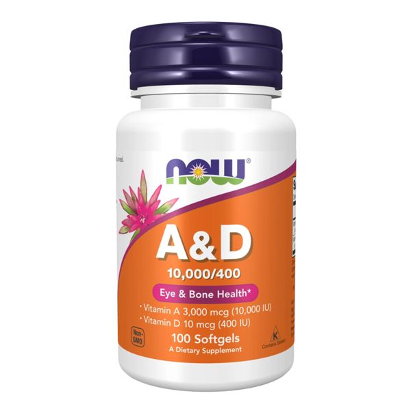 Now Vitamin A 400IU & D3 10000IU Συμπλήρωμα Διατροφής για την καλή Υγεία Δοντιών, Οστών και Ανοσοποιητικού 100 κάψουλες