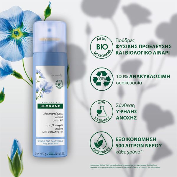 Klorane Linum Dry Shampoo Ξηρό Σαμπουάν για Όγκο 150 ml