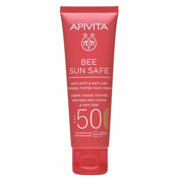 Apivita Bee Sun Safe Αντηλιακή Κρέμα Προσώπου κατά των Πανάδων & Ρυτίδων με Χρώμα Spf50 Golden 50 ml