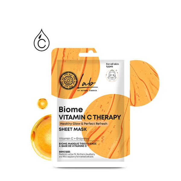 Natura Siberica Lab Biome Vitamin C Therapy Sheet Mask Μάσκα Προσώπου Λάμψης 1 τμχ