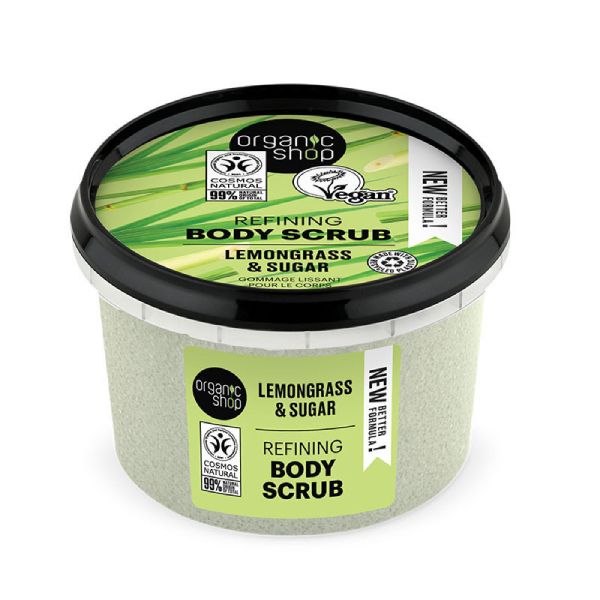 Organic Shop Refining Lemongrass Scrub Σώματος Λείανσης με Λεμονόχορτο και Ζάχαρη 250 ml