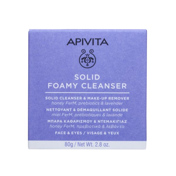Apivita Μπάρα Καθαρισμού & Ντεμακιγιάζ με Honey FerM, Πρεβιοτικά & Λεβάντα 80 gr