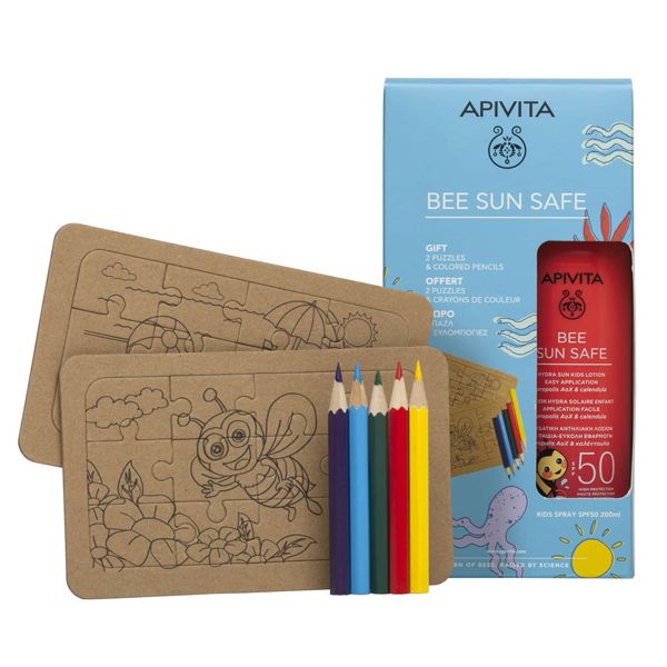 Apivita Bee Sun Safe Set με Παιδική Ενυδατική Αντηλιακή Λοσιόν Προσώπου-Σώματος Spf50 200 ml & Δώρο 2 Puzzle + Ξυλομπογιές