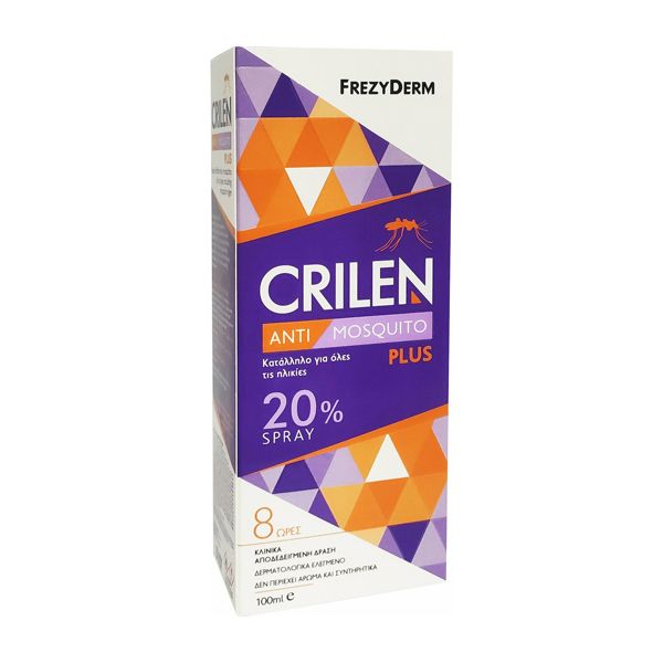 Frezyderm Crilen Anti Mosquito Plus 20% Εντομοαπωθητικό & Ενυδατικό Σπρέι Χωρίς Άρωμα 100 ml