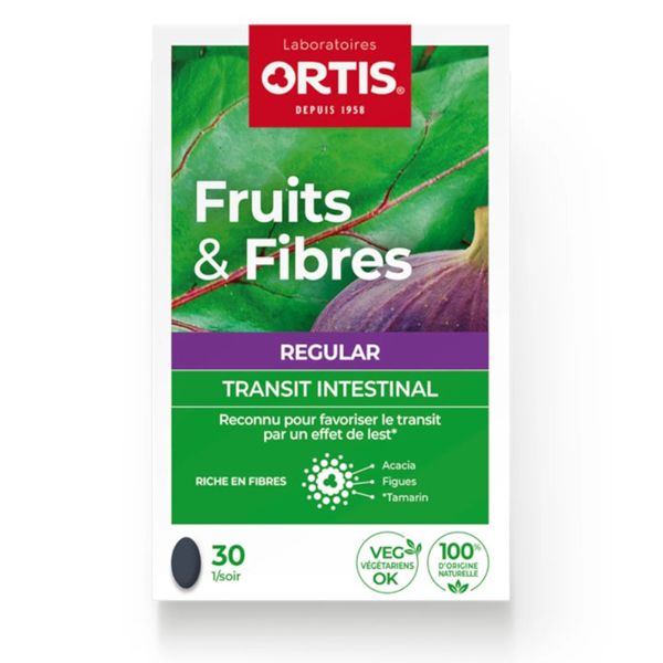 Ortis Fruits & Fibres Regular Συμπλήρωμα Διατροφής για τη Δυσκοιλιότητα για Καθημερινή Χρήση 30 δισκία