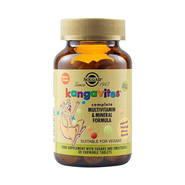 Solgar Chewable Kangavites Multivitamin & Mineral Formula Tropical Punch 60 μασώμενα δισκία